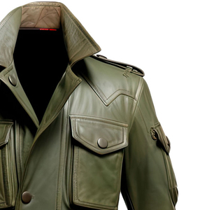 Manteau trench en cuir véritable pour homme, col à revers, manches longues, ceinture, coupe classique, longueur genou - Product Image 3