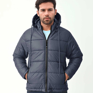 Custom Front Hooded Collar Black Oversized Soft Nylon Puffer Men's <b>Jackets</b> <b>Waterproof</b> Breathable Extremely <b>Warm</b> Winter Wear OEM - Product Image 1
