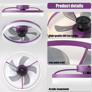 Ventilatori da Soffitto LED Moderni con Luci Dimmerabili e Design Sottile per Installazione a Incasso Colore Viola - Product Image 6