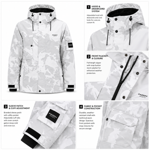 Chaqueta de Snowboard Profesional Impermeable con Camuflaje para Hombre, Abrigo de Esquí Térmico Transpirable de Invierno con Capucha, Ropa Exterior Cortavientos para la Nieve - Product Image 4