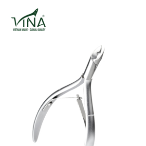 Pince à cuticules grise en acier inoxydable Vina VNC-05 poignée ergonomique semi-incurvée soin quotidien des ongles - Product Image 5