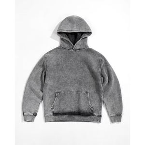 Sweat à capuche oversize pour homme en molleton 100% coton, délavé à l'acide, effet vintage, brodé, pour l'hiver, style streetwear - Product Image 1
