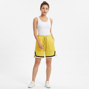 Custom Front Solid <b>Yellow</b> Mesh Basketball <b>Shorts</b> <b>Mens</b> Elastic Drawstring Athletic <b>Shorts</b> Wholesale OEM Breathable High Street - Product Image 2