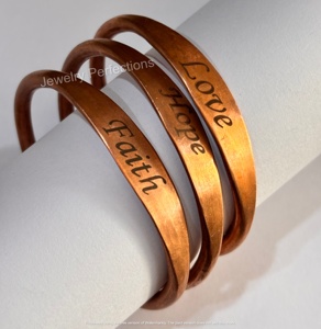 Jewelry Perfections Customized Pure Solid <b>Copper</b> Love Faith Hope Cuff <b>Bracelet</b> for Women Handmade Designer Stackable Party - Product Image 1