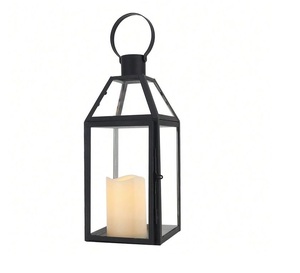 Farol de Metal y Vidrio Portátil Ecológico de Primera Calidad con Acabado Negro Mate, Ideal para Exteriores - Product Image 2