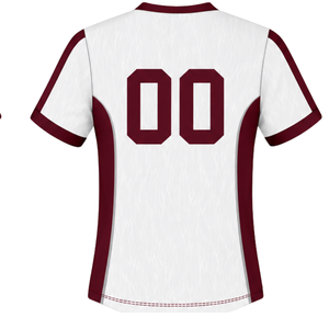 Camiseta de Rugby Blanca y Borgoña de Manga Corta con Cuello en V, Uniforme de Equipo Personalizado, Transpirable, para Entrenamiento Deportivo - Product Image 2
