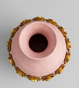 Metal Elegant pink Textured Metal Flower <b>Vase</b> Featuring Luxurious Golden <b>Rose</b> Band Design Handmade Eco-Friendly Perfect - Product Image 4