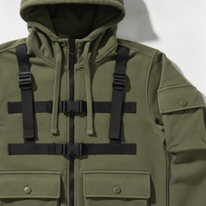 Veste coupe-vent multifonctionnelle personnalisée, style cyberpunk futuriste, style punk, coupe ample pour homme, polyester/coton, OEM - Product Image 2