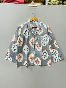 Hand Block Print, Floral Cotton Pajama Set, Summer Nightwear, Bohemian Sleepwear, Women Loungewear with <b>pants</b>, - Product Image 4