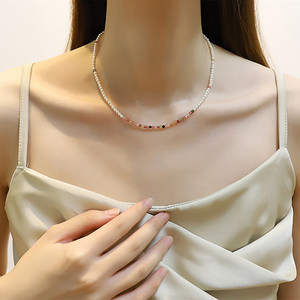 Shijia <b>14K</b> <b>Gold</b> Tourmaline Bead Necklace Luxury Niche Design with Light Collarbone <b>Chain</b> High-End for Sweaters - Product Image 3