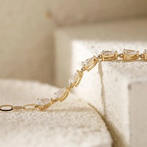 Bracelet chaîne élégant pour femme en moissanite et diamant, argent sterling 925, bijou de luxe tendance, cadeau - Product Image 1