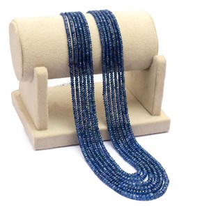 Cuentas facetadas de zafiro AAA de 2.5mm-5mm, cuentas de zafiro birmano azul natural precioso para joyería de collar en capas - Product Image 1