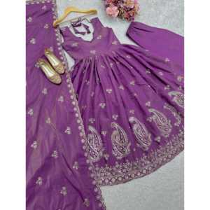 Hermosos Conjuntos Modestos, Vestido Anarkali, Plazzo y Dupatta para Fiestas - Product Image 1