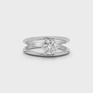 Bague de fiançailles solitaire 2 carats en diamant de laboratoire, double bordure, monture en or 14 carats, certifiée IGI, taille brillant rond, pour femme - Product Image 3