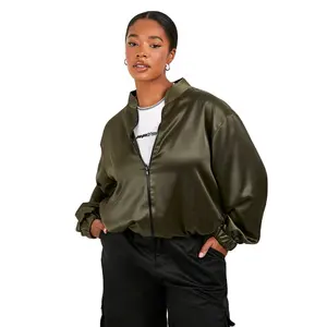 नई स्ट्रीटवियर शैली महिला बॉम्बर जैकेट कस्टम रंग सैटिन बमवर्षक महिला जैकेट और आकार सैटिन बॉम्बर जैकेट