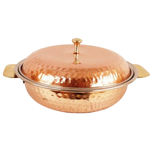Bol en cuivre pur poli avec couvercles, idéal pour servir à la maison, ustensile de cuisine en métal pour la cuisine - Product Image 2