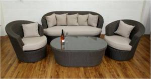 Sofá contemporáneo de ratán para exteriores de una plaza con cojín blanco. Muebles de Jardín Impermeables y Sillón de Patio Resistente a la Intemperie - Product Image 3