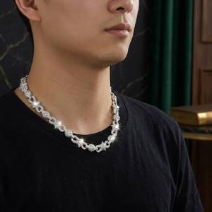 Collar de Cadena de Plata 925 con Eslabones Cubanos de Moissanita VVS de Alta Calidad Estilo Hip Hop Iced Out para Hombre, Disponible para la Venta - Product Image 3