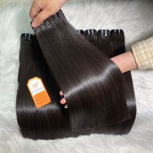 Vente en gros d'extensions de cheveux Remy vietnamiennes brutes de qualité 12A trame droite noire couleur double traitées à la machine cheveux brésiliens - Product Image 3