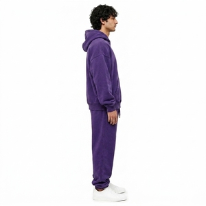 Men 2 Piece Sports Team Tracksuit Set Oversized Hoodie Jogger Star Cross Patch Fleece Uniform Custom OEM Wholesale Manufacturer - Product Image 4