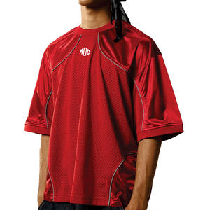 Camiseta de Fútbol Americano para Hombre de Calidad Premium con Paneles de Malla Transpirable, Estilo Urbano Oversize, Detalle de Costura en Contraste, OEM Personalizado al por Mayor - Product Image 3