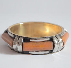 Brazalete de mosaico de Metal antiguo Vintage de lujo escultura pulida con estilo moderno joyería de mujer bien recibida para la moda de Año Nuevo - Product Image 5