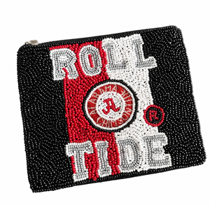 Monedero de cuentas de cristal Crimson Tide para mujer, con correa de muñeca de 5 pulgadas, hecho a mano, con cremallera, para el día del partido, con forro de tela - Product Image 3