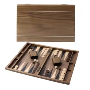 Jeu de backgammon de luxe en bois, ensemble de jeu de société pliable et portable, fait main, en bois de noyer vintage, vente en gros personnalisée - Product Image 1