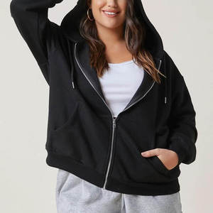 Sweat à capuche zippé noir personnalisé pour femme, 100 % polyester polaire respirant, coupe décontractée - Product Image 1