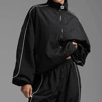 Ensemble de survêtement pour homme à fermeture éclair personnalisée, coupe oversize, léger, coupe-vent, réversible, écologique, couleur unie, à capuche, décontracté, collection printemps, vente chaude