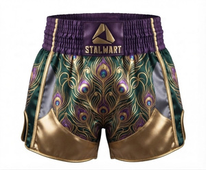 Shorts d'entraînement Muay Thai MMA Stalwart, rouge, noir, blanc, motif géométrique, polyester, coton, durable, toutes saisons - Product Image 6