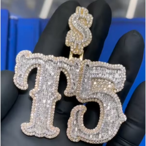 Pendentif Lettre/Numéro Hip Hop en Moissanite, Argent 925, Diamant VVS Iced Out, Pendentif Moissanite Personnalisé - Product Image 1