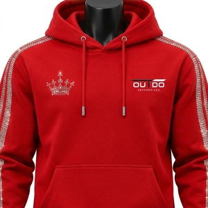 Tela de lana, corte holgado, costuras duraderas y estilo moderno. Sudadera con capucha con pedrería y hermosos detalles de cristal, suave y cálida. - Product Image 5