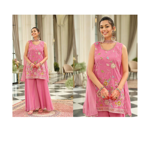 Traje Palazzo Premium Simer con Detalles Elegantes, Conjunto de Traje Palazzo Étnico para Mujer, Estilo Tradicional para Fiestas - Product Image 1