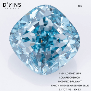 Diamante Cultivado en Laboratorio D'vins Jewels de 5.17ct, Corte Cojín, Color Fancy Light, Color D, Origen Surat, para Joyería - Product Image 2