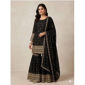 AG EXPORT Elegant Traditional Indian Ethnic Heavy Vichitra Silk Suit Embroidered Dupatta for <b>Wedding</b> Party Family Functions - Product Image 1