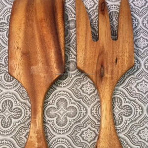 ช้อนไม้กระถินเทศสำหรับเสิร์ฟอาหาร ช้อนไม้สำหรับใช้ในครัว ช้อนไม้จากอินเดีย - Product Image 1