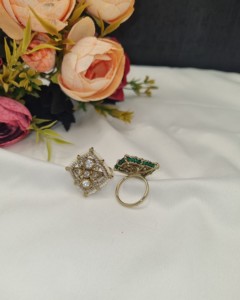 Elegant Square Shape Bead Border Kundan Uncut Diamond <b>Adjustable</b> <b>Ring</b> For Women Party Wear Festive Fashion Jewelery Manufacturer - Product Image 3