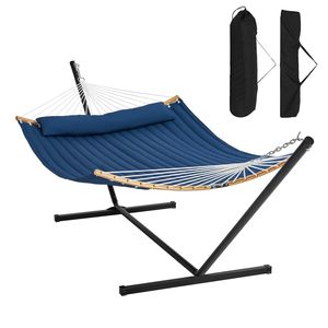 Amaca Doppia con Supporto, Barra Curva Staccabile e Cuscino, Borsa per il Trasporto Inclusa - Product Image 1