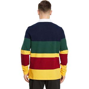 Polo de Manga Larga a Rayas para Hombre, Cuello Camisero, Bloques de Color, Algodón, Corte Regular, Todas las Temporadas - Product Image 2