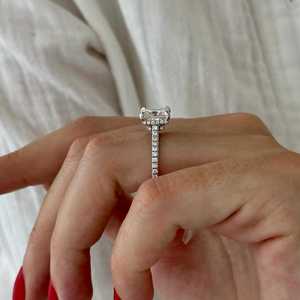 Anillo de Diamante Cultivado en Laboratorio de 3 Quilates, Corte Princesa, F VVS2, Anillo de Compromiso con Doble Halo Oculto, Certificado IGI - Product Image 1