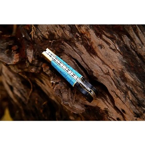 มีดพกทำมือเหล็กดามัสกัส Jexmoo พร้อมปลอกหนัง สำหรับเป็นของขวัญวันครบรอบ ของขวัญเพื่อนเจ้าบ่าว - Product Image 2