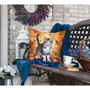 American Wirehair Cat Decorative Outdoor/Indoor <b>Throw</b> Pillow Machine Washable Fall Leaves Design <b>for</b> <b>Couch</b> Bed Patio Decor - Product Image 4