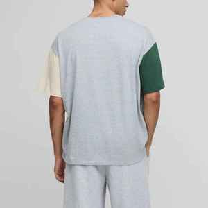 Best Quality 100% Cotton Loose Fit Colour Block Men's Hip Hop T-Shirt Custom Digital Printed Logo <b>Drop</b> Shoulder Quick Dry - Product Image 6