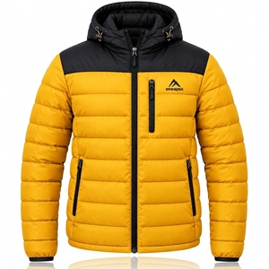 Veste matelassée à capuche pour homme, couleur jaune et noir, chaude, imperméable, légère, pour l'hiver et les activités de plein air, One Apex - Product Image 5