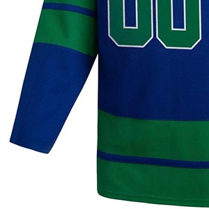 Maillot de hockey sur glace personnalisé pour homme, bleu-vert, imprimé numérique, col en V, manches longues, évacuation de l'humidité, écologique, respirant, adulte - Product Image 2