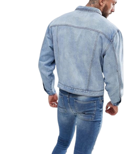 Unisex Winter Denim <b>Jacket</b> with Custom Embroidery <b>Long</b> Sleeve Washed Blue-OEM Supply <b>Men's</b> Motorcycle <b>Jacket</b> - Product Image 2