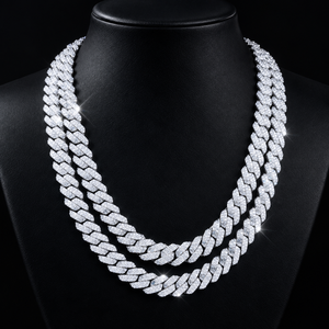 Collier cubain personnalisé en moissanite VVS sertie de pierres, passe le testeur de diamant, plaqué or 18 carats, 14 mm, bijoux hip-hop pour homme, coffret cadeau de luxe - Product Image 1