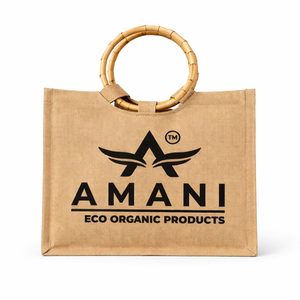 Bolso de Yute Ecológico con Asa de Bambú, Logotipo Personalizado, Bolsa de Compras Reutilizable, Bolsa de Regalo, Venta al por Mayor, Fibra Natural - Product Image 1