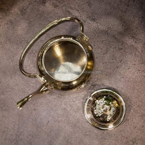 Tetera y tazas de Latón chapado en plata elegante tradicional olla de Metal pulido para té café logotipo personalizado para cocina uso en Hotel - Product Image 5